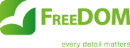 FreeDOM Development slogan logo dark background