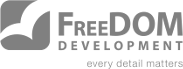 FreeDOM Development slogan logo grey